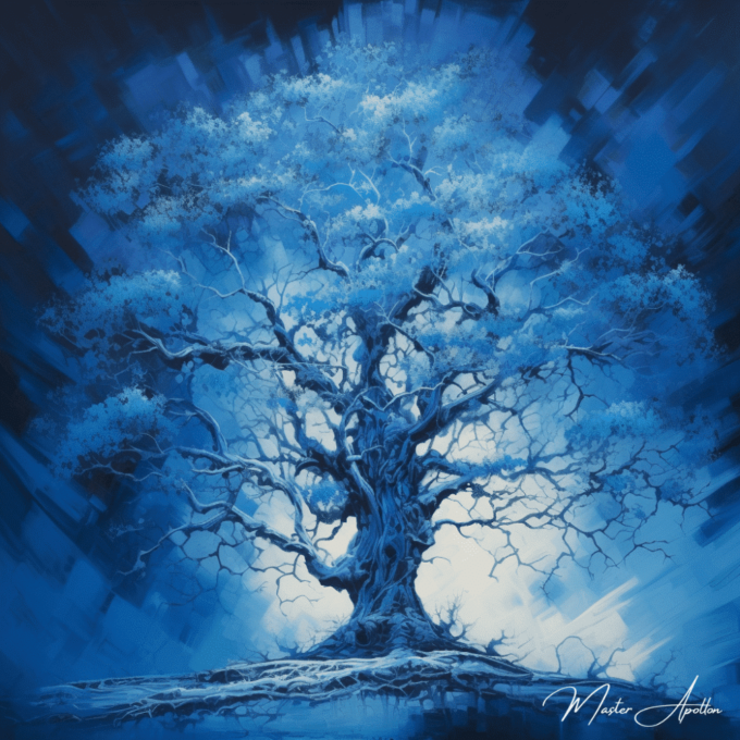 Majestic Blue Tree Table Cuadros Contemporáneos Árboles