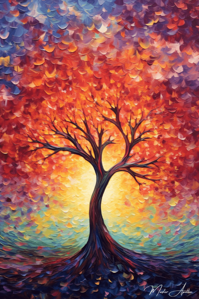 Tabla árbol de vida colorida Cuadros Contemporáneos Árboles