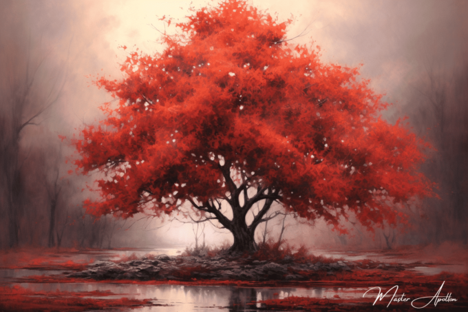 Tabla árbol contemporáneo rojo Cuadros Contemporáneos Árboles