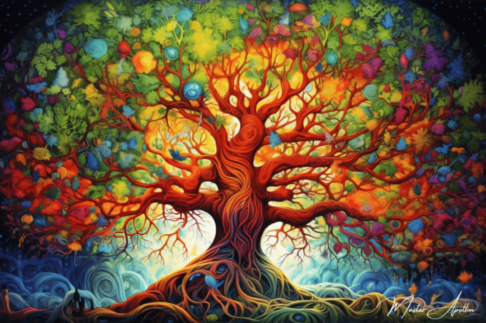 Tabla árbol de vida colorido Cuadros Contemporáneos Árboles