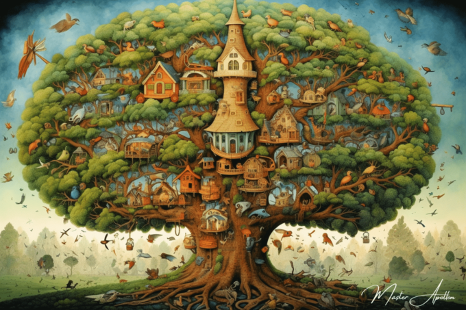 Tabla árbol de la vida casa del mundo y de la vida Cuadros Contemporáneos Árboles