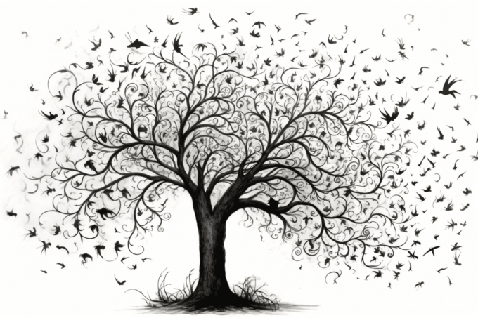 Tabla árbol de vida en blanco y negro libertad Cuadros Contemporáneos Árboles