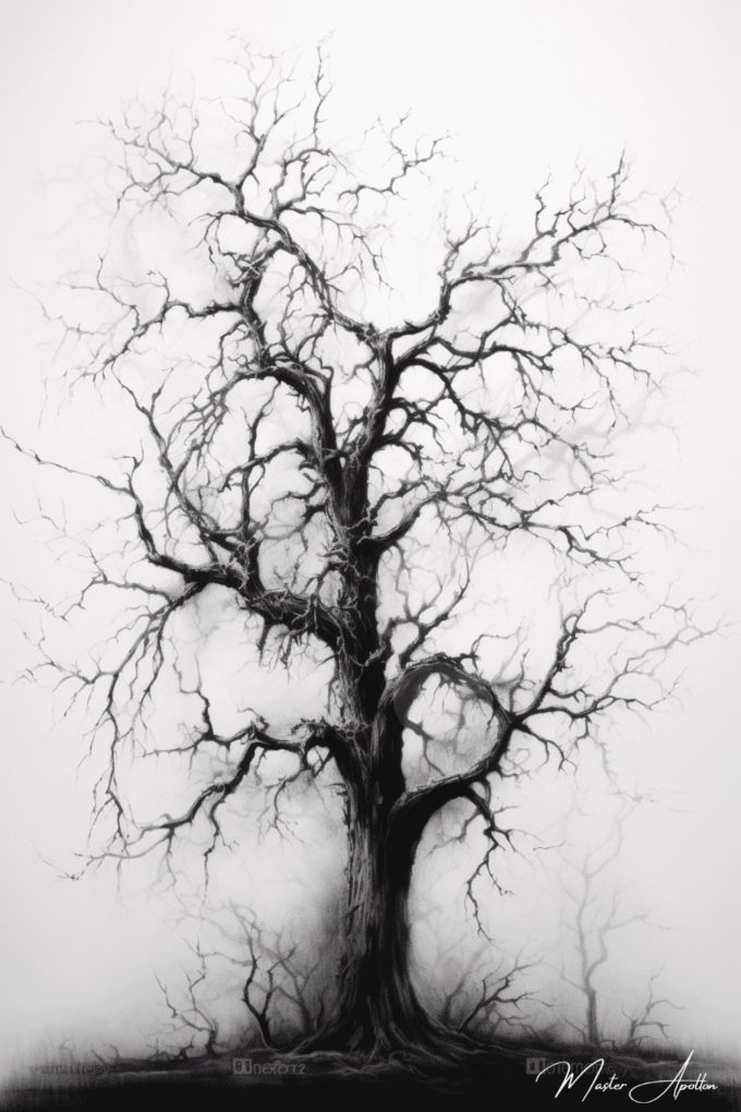 Tabla árbol blanco y negro soledad Cuadros Contemporáneos Árboles