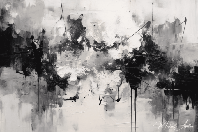 «Cuadro contemporáneo abstracto en blanco y negro de Mia» Pinturas abstractas contemporáneas