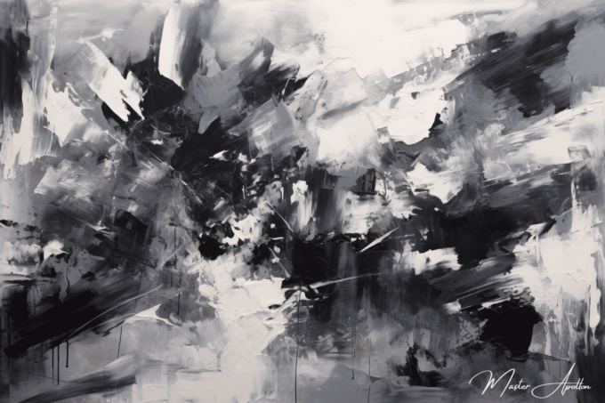 Trabajo en blanco y negro de arte abstracto contemporáneo Pinturas abstractas contemporáneas