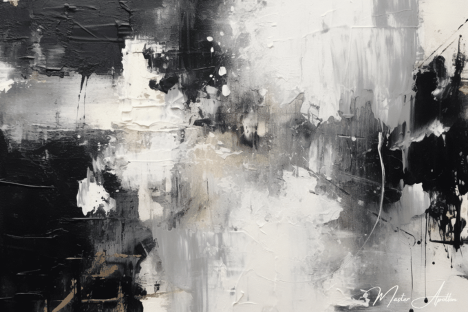 «Tabla contemporánea abstracta en blanco y negro chala» Pinturas abstractas contemporáneas