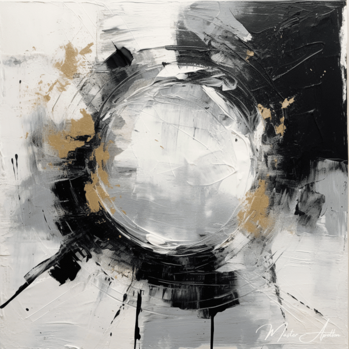 Objetivo de pintura abstracta contemporánea en blanco y negro Pinturas abstractas contemporáneas