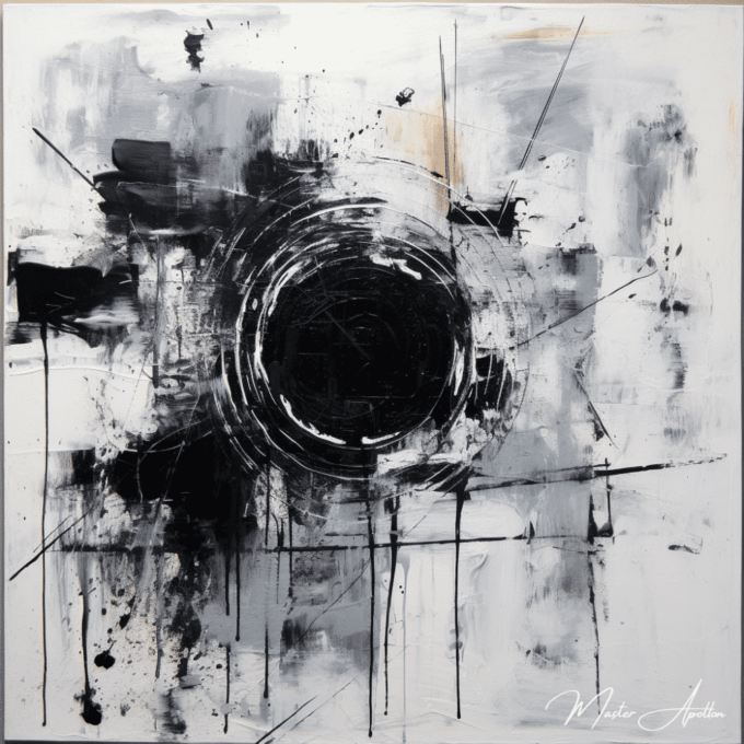 «Tabla contemporánea abstracta en blanco y negro vacía» Pinturas abstractas contemporáneas