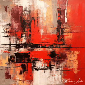 «Mala: Tabla contemporánea abstracta roja» Pinturas abstractas contemporáneas