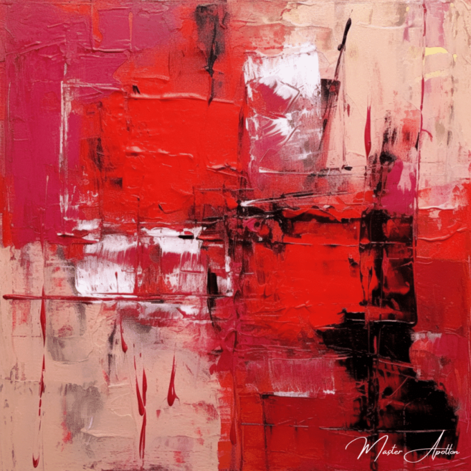 Obra de arte abstracta contemporánea en rojo Pinturas abstractas contemporáneas