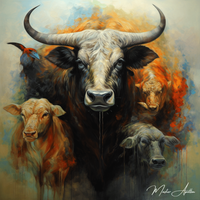 Cuadro contemporáneo de animales: Toro Pinturas al óleo contemporáneas