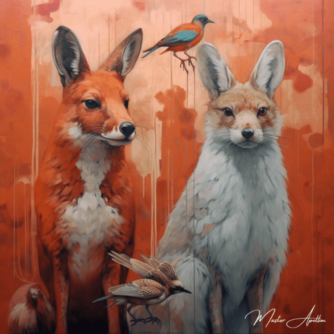 Cuadro contemporáneo de animales kangapin Pinturas al óleo contemporáneas