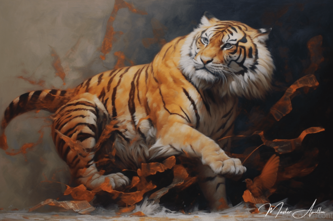 Tabla contemporánea de animales: majestuoso tigre Pinturas al óleo contemporáneas