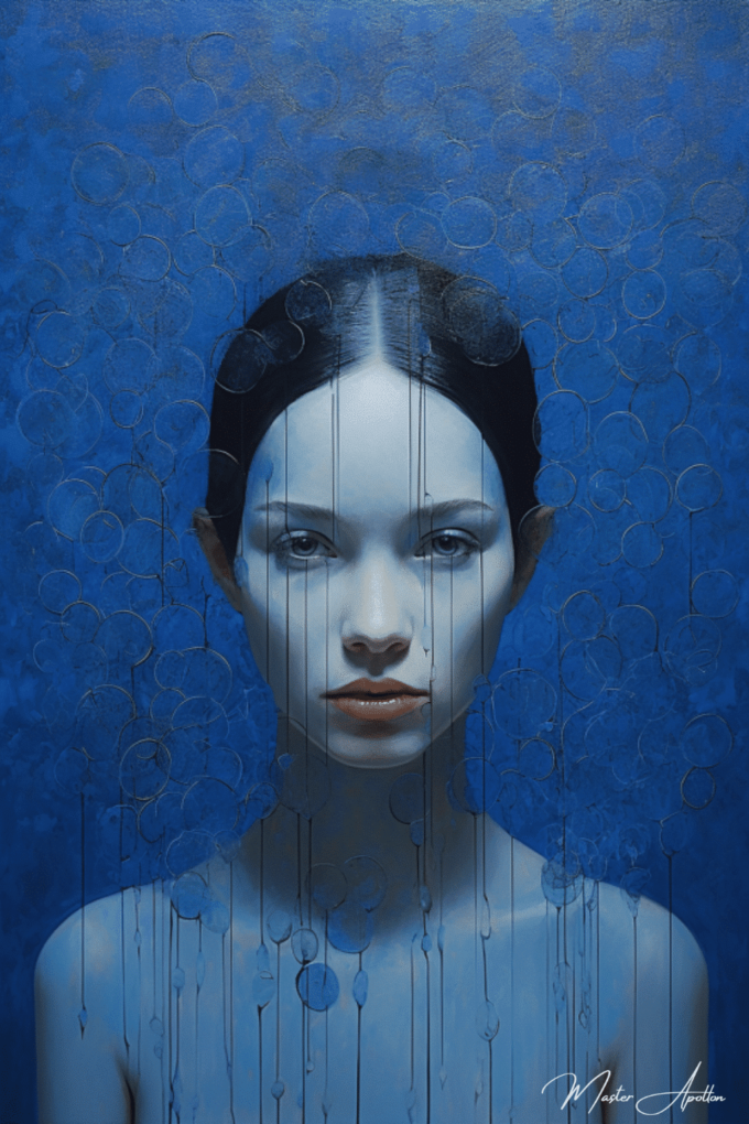 Cuadro contemporáneo azul Helene Pinturas al óleo contemporáneas