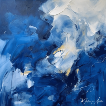 «Tabla contemporánea azul abstracta del mar» Pinturas abstractas contemporáneas