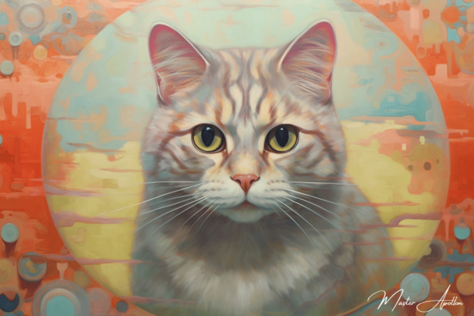 «Cuadro contemporáneo de gato gris» Pinturas al óleo contemporáneas