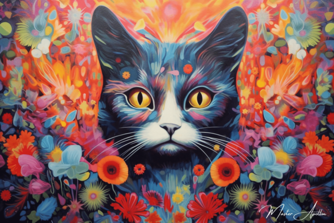 Cuadro contemporáneo gato hippie Pinturas al óleo contemporáneas