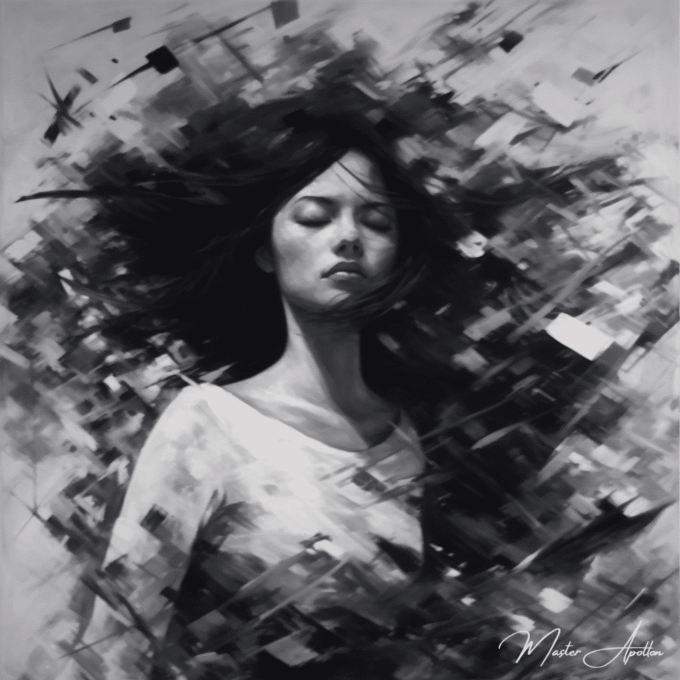 Cuadro contemporáneo en blanco y negro de Mathilde Pinturas al óleo contemporáneas