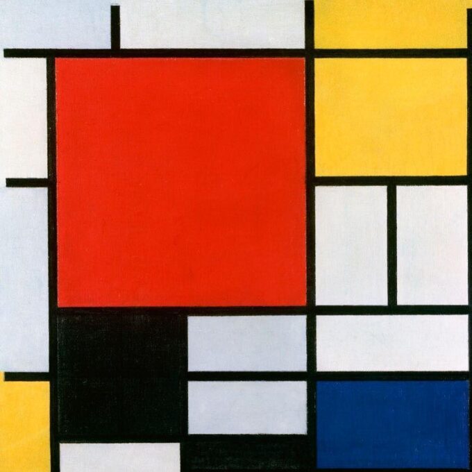 Composición II en rojo, azul y amarillo – Mondrian Cuadros Populares 70x70