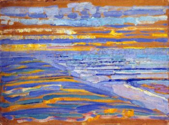 Vista desde las dunas con la playa y los muelles de Domburg – Mondrian Piet Mondrian