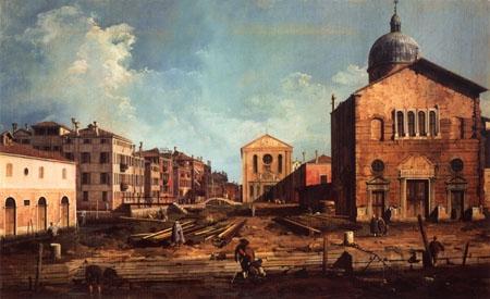 El Campo San Giuseppe di Castello y la iglesia San Niccolò di Castello – Giovanni Antonio Canal Giovanni Antonio Canal 105x70