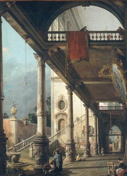 Capriccio Una columnata que se abre hacia el patio de un palacio 1765 – Giovanni Antonio Canal Giovanni Antonio Canal 70x105