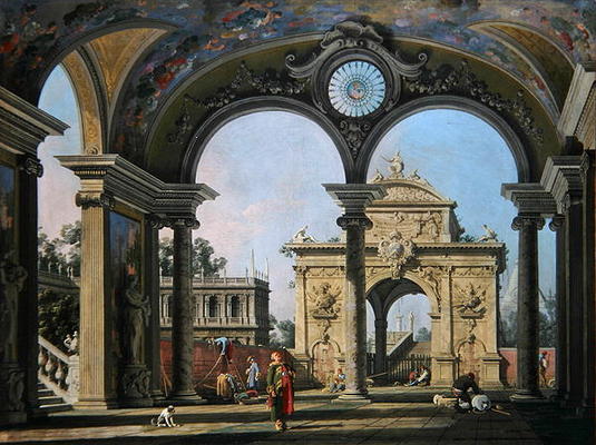 Capriccio de un arco de triunfo visto a través de una bóveda ornamentada, hacia 1750 – Giovanni Antonio Canal Giovanni Antonio Canal 85x75