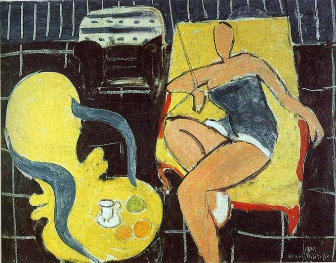 Bailarina y sillón rococó sobre fondo negro – Matisse Henri Matisse 85x75