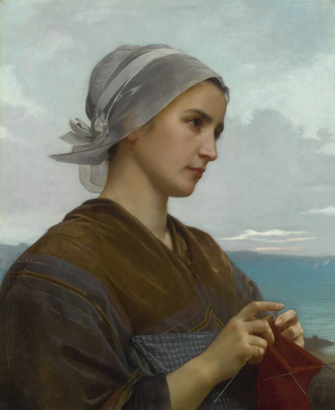 Mujer bretona tejiendo – William Bouguereau William Bouguereau 70x85