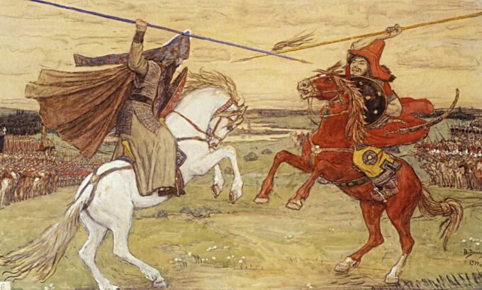 Duel Peresvet con Chelubey – Viktor Vasnetsov Viktor Vasnetsov