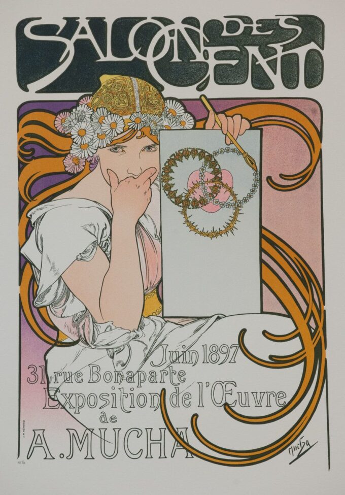 Cartel de la exposición « Exposición de la obra de A. Mucha », París, junio de 1897 – Mucha Alfons Mucha