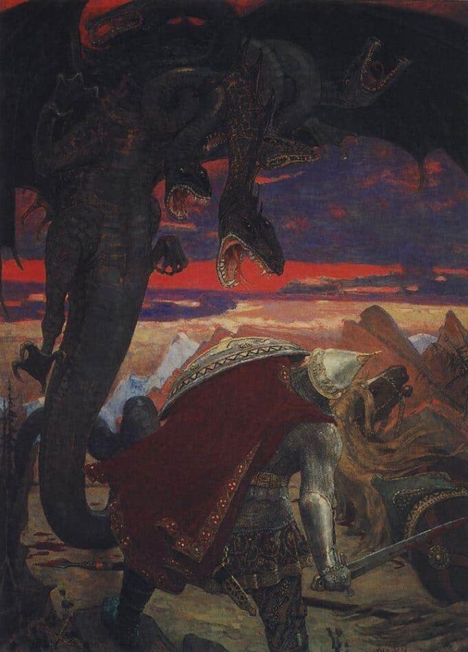 Luchar contra Dobrynya Nikitich con la serpiente de siete cabezas Hidra – Viktor Vasnetsov Viktor Vasnetsov