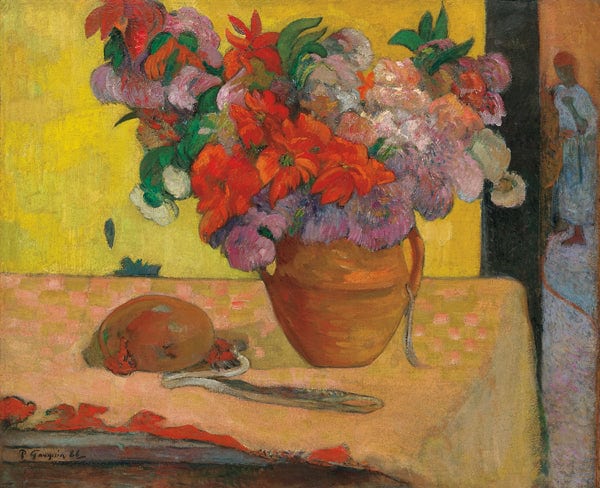 Flores en un jarrón y una botella de agua – Paul Gauguin Paul Gauguin 85x75