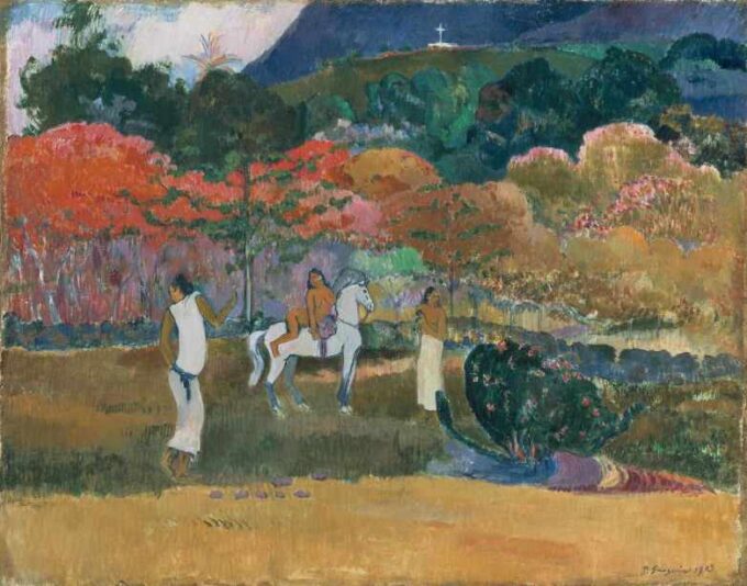 Las mujeres y un caballo blanco – Paul Gauguin Paul Gauguin 85x75