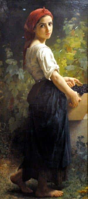 Chica con uvas de William Bouguereau William Bouguereau 70x160