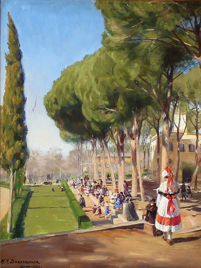 Len, «Día de verano en la Villa Borghese en Roma» – Hans Andersen Brendekilde Andersen Brendekilde