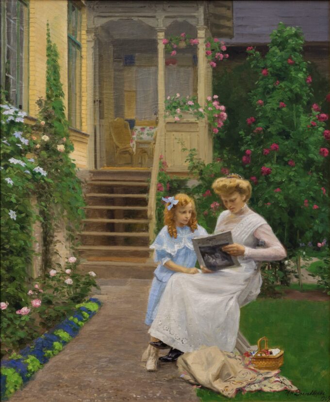 Dos hermanas en un jardín – Hans Andersen Brendekilde Andersen Brendekilde