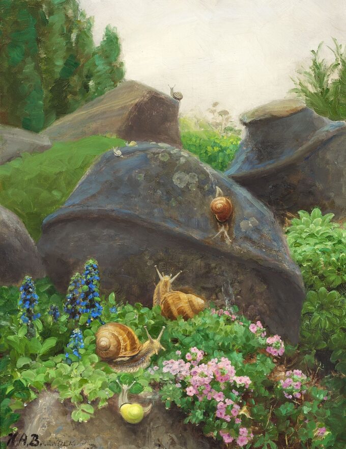 Caracoles de viña en el jardín del pintor Brendekilde – Hans Andersen Brendekilde Andersen Brendekilde