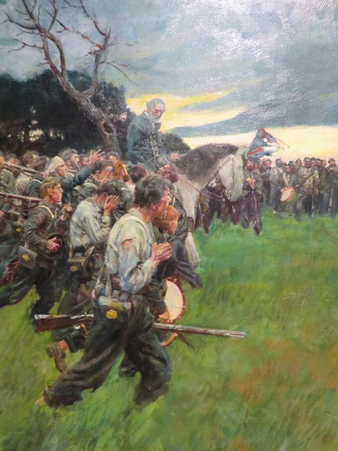 Su ejército se deshizo y lo siguió llorando y sollozando, de General Lee tal como lo conocí por A.R.H. Ranson, publicado en la revista Harpers Monthly, febrero de 1911 – Howard Pyle Howard Pyle