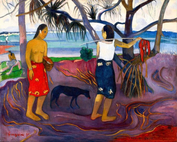 Bajo el árbol Pandanus II – Paul Gauguin Paul Gauguin 85x75