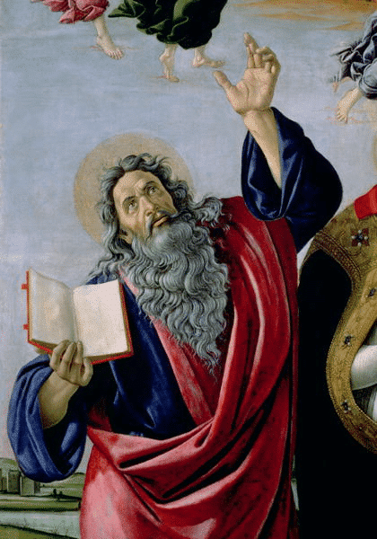 San Juan Evangelista, extracto de la Coronación de la Virgen (Retablo de San Marcos, alrededor de 1488-90) – Sandro Botticelli Sandro Botticelli 70x105