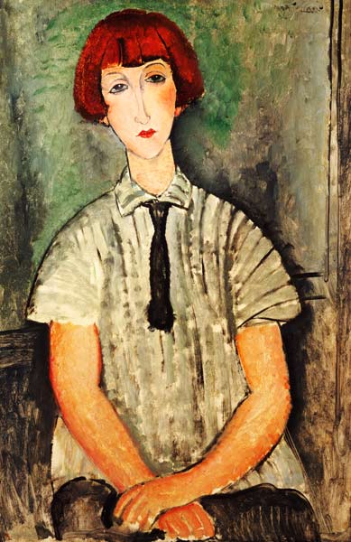 Chica joven con camisa a rayas – Amedeo Modigliani Amedeo Modigliani