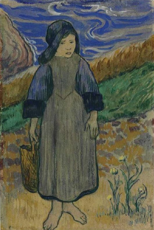 Joven mujer bretona en la orilla del mar – Paul Gauguin Paul Gauguin 70x105