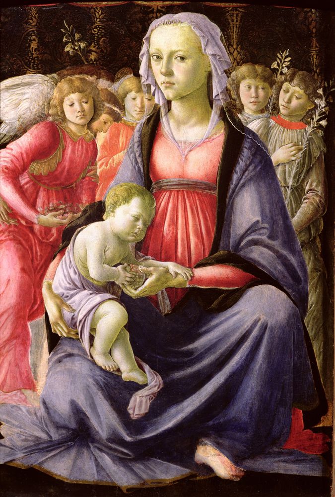 La Virgen y el Niño rodeados de cinco ángeles – Sandro Botticelli Sandro Botticelli 70x105