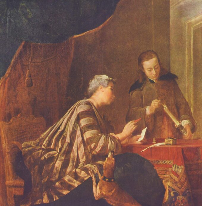 «Dame sellando una carta – Jean Siméon Chardin» Jean Siméon Chardin