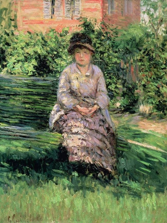 Madame Renoir (1860-1915) en el jardín de Petit-Gennevilliers – Caillebotte Gustave Caillebotte 70x85