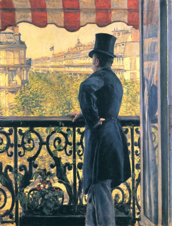 Hombre en un balcón del bulevar Haussmann – Caillebotte Gustave Caillebotte 70x85