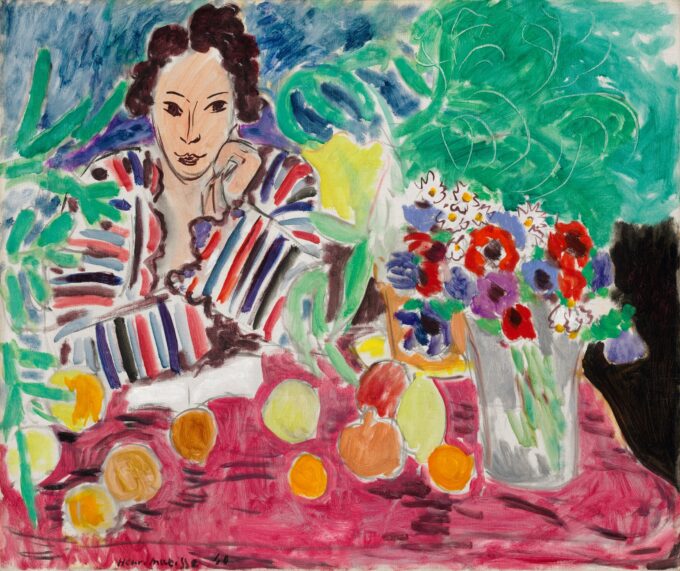 Ropa a rayas, frutas y anémonas – Matisse Henri Matisse 85x75