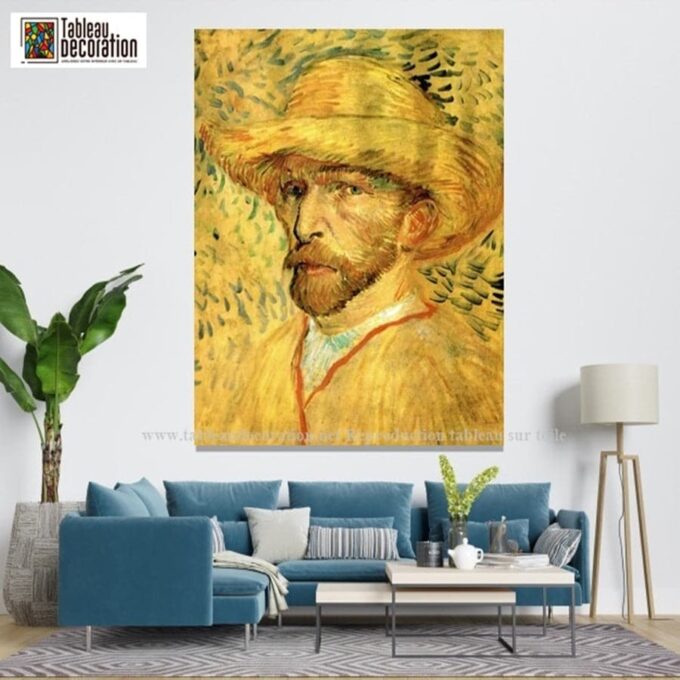 Autorretrato con sombrero de paja – Van Gogh Autorretratos de Vincent van Gogh 70x85 6