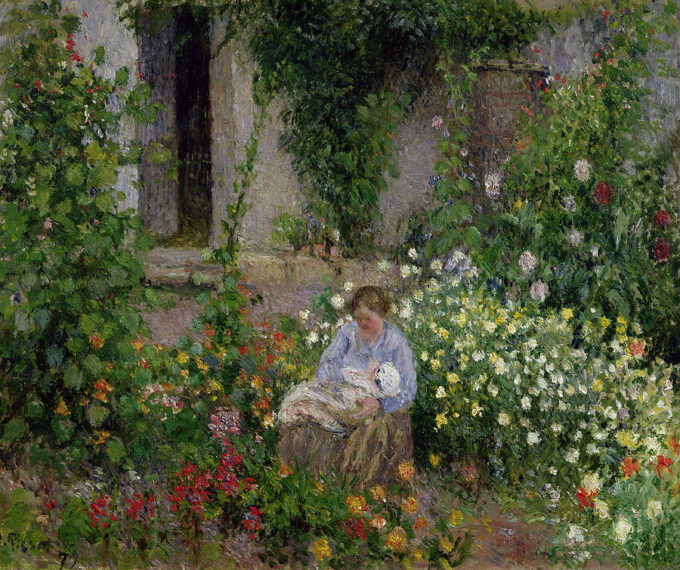 Madre e hijo en las flores – Camille Pissarro Camille Pissarro 85x75